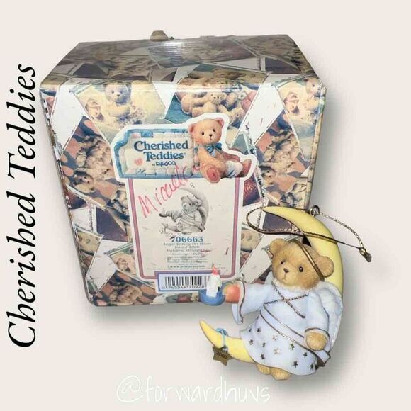 Enesco Cherished Teddies Hanging Ornament - "Angel Sitting on the Moon" - Picture 4 of 8